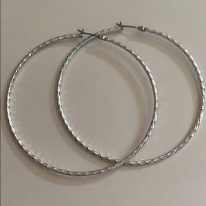 Silver Textured Hoop Earrings for Women